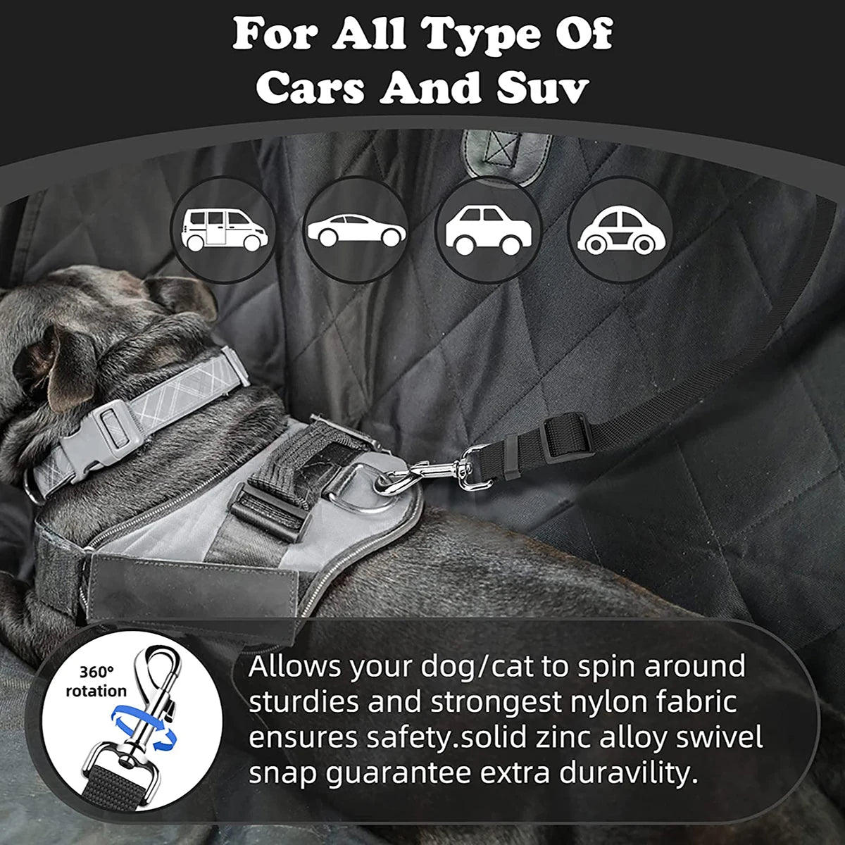 Reflective Dog Car Seat Belt & Leash Harness – Travel Safety for Dogs & Cats