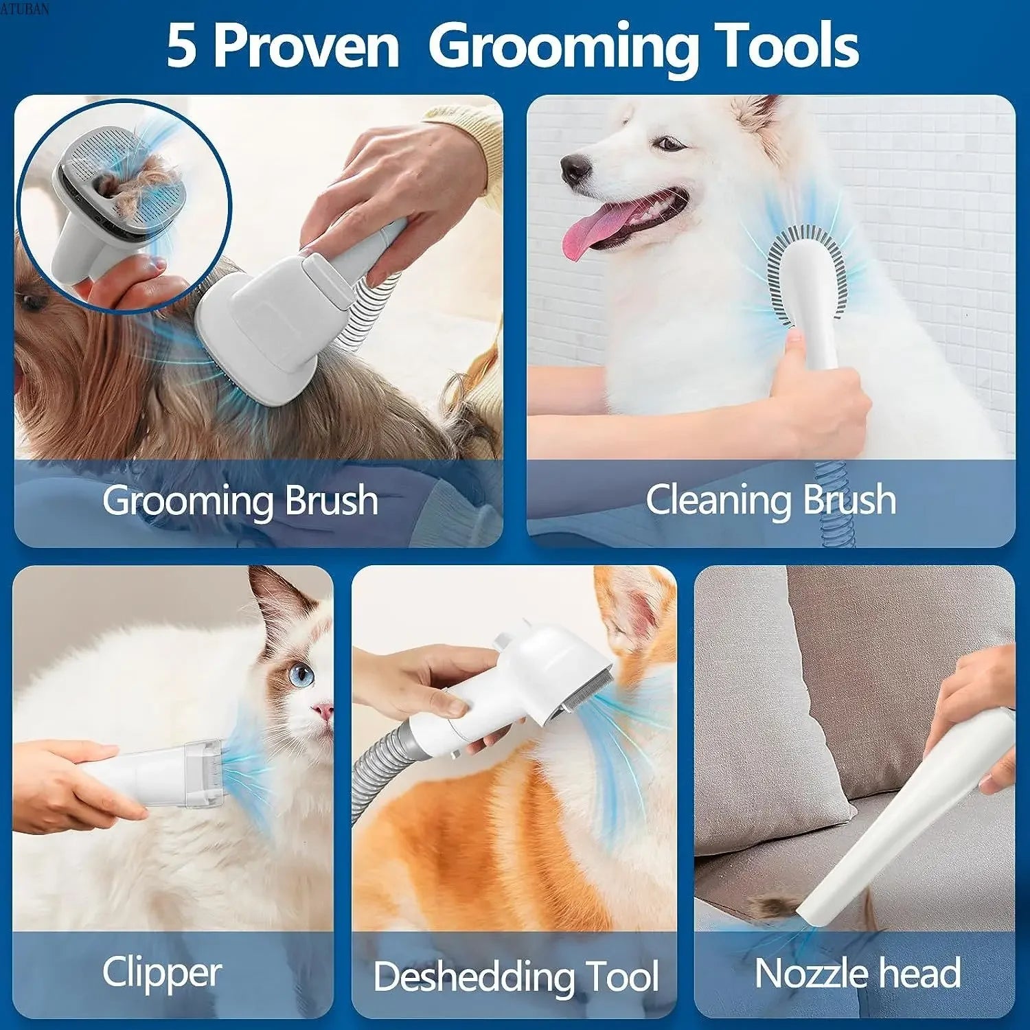 All-in-One Dog Hair Vacuum & Grooming Kit – Shedding & Trimming Made Easy